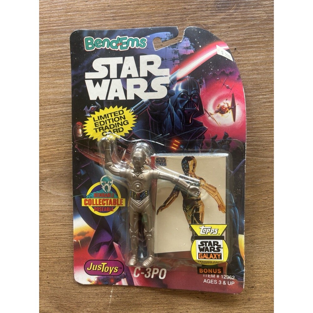 1993 Just Toys Bend-Ems Star Wars C-3PO w/ Topps Galaxy Card Sealed